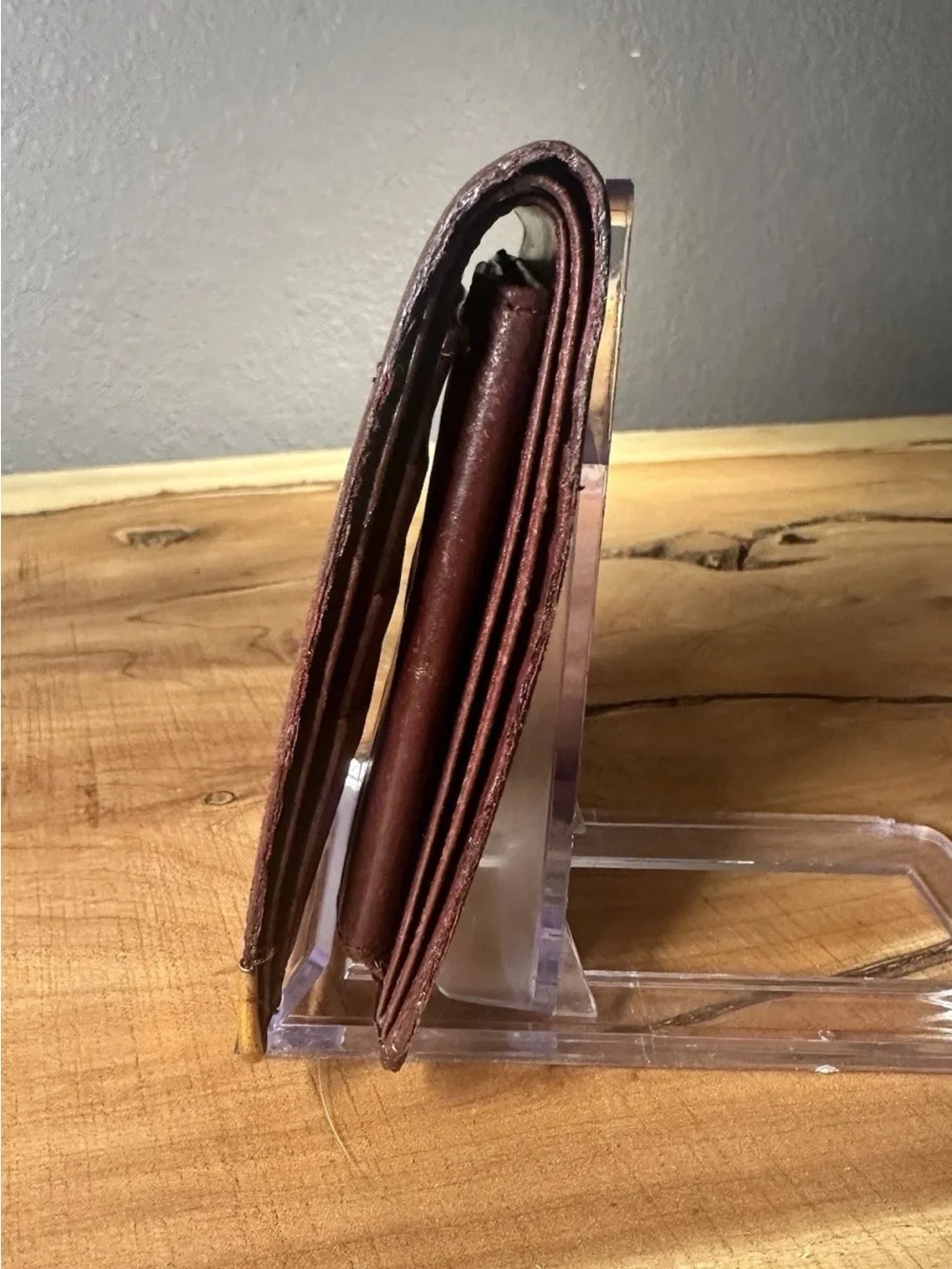 Vintage Cartier Must De Cartier Leather Bifold Wallet Coin Pocket Burgundy